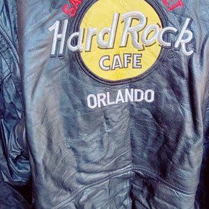 Vintage Hard Rock Cafe Orlando Black Leather Jacket/Vest